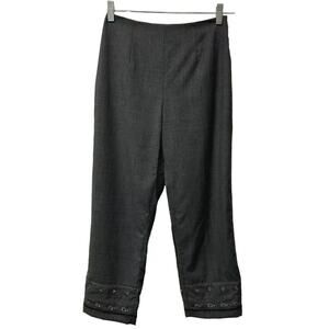 Ann Taylor LOFT Pants Womens Size 2 Petite Cropped Gray Black Beaded